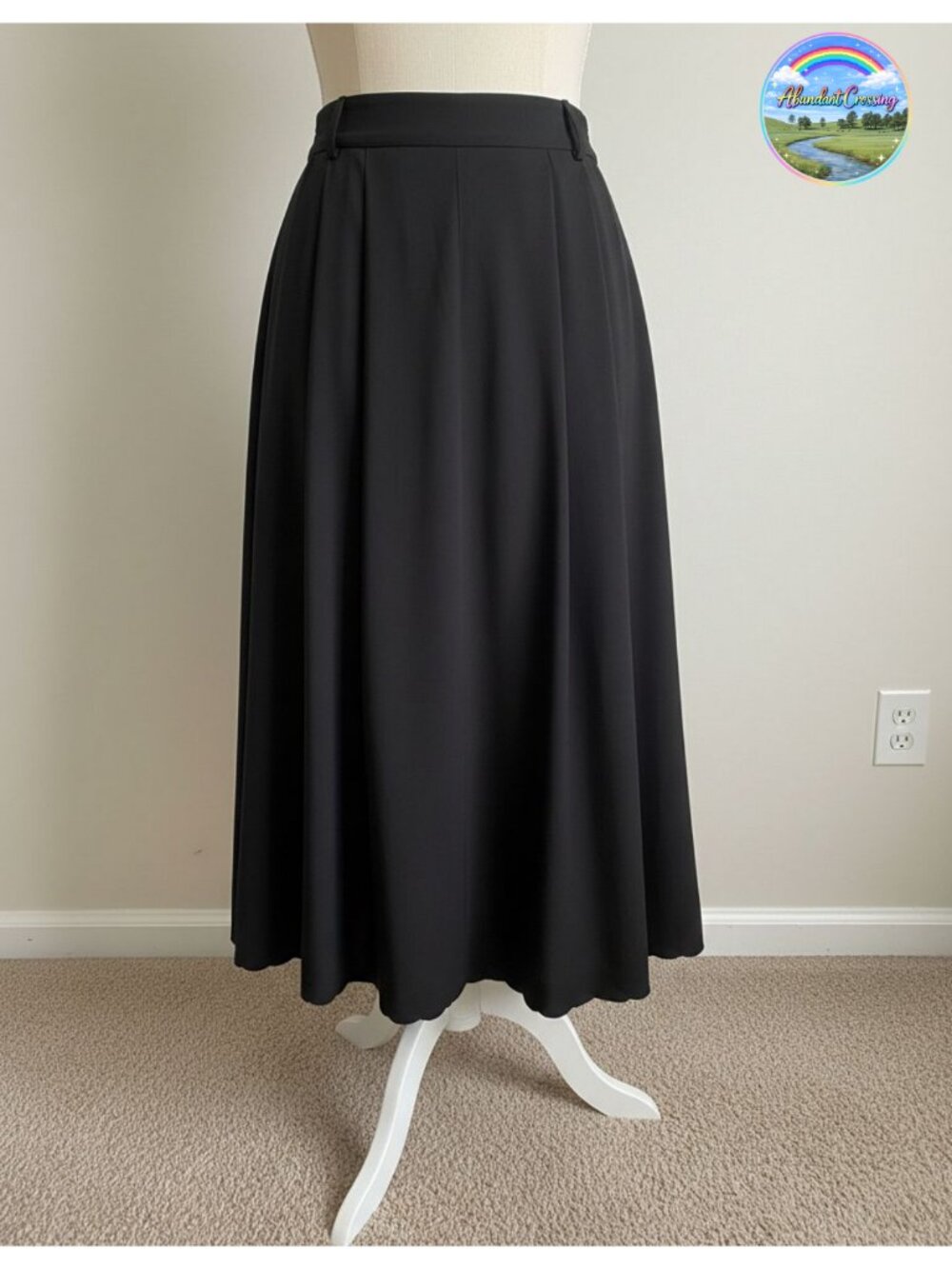 Women's A-Line Pleated Midi Skirt with Pockets High Elastic Waist